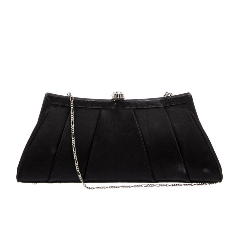 Judith Leiber Black Shoulder Bag with Silver Chain